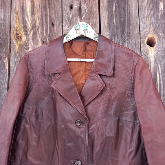 70s Brown leather jacket Womens 1970s Vintage clo… - image 3