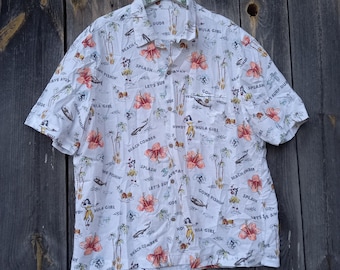 Vintage Hawaii Hemd: Y2K Plumeria Floral, Plus Size XL