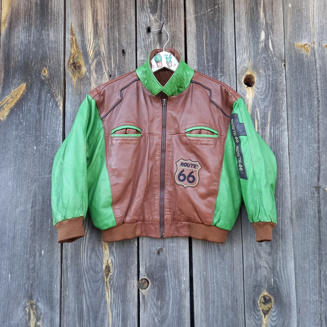 Vintage 80s Colorblock Leather Bomber Jacket: Kids Size 9-10 - Etsy