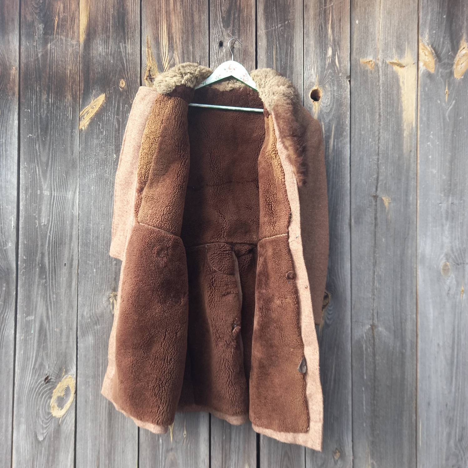 1920s Wool Trench Coat: Antique Brown Fur-lined Jacket - Etsy