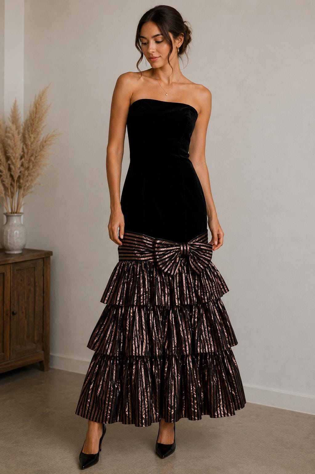 Black Ruffle Gown - Etsy