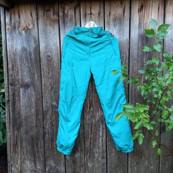 Ski Pants Sport Vintage Windbreaker Joggers Track Green Retro