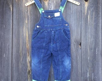 80s Denim Jumpsuit baby Jeans Romper girl or boy 90s Vintage overalls Children Kids Retro clothes 80 12 18M Coveralls clothing