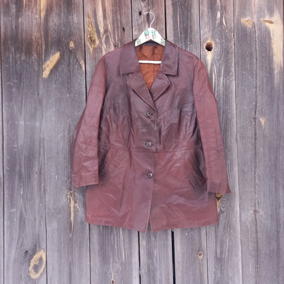 70s Brown leather jacket Womens 1970s Vintage clo… - image 1