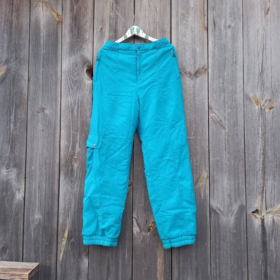 Ski Pants Sport Vintage Dingo Windbreaker Joggers Track Green Retro Nylon Trousers  Women Clothing Elastic Waist Parachute Sportswear L or XL 