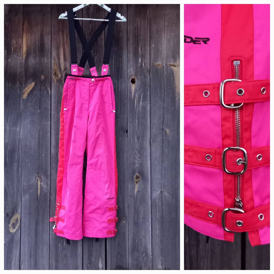 Pink Ski Pants Women Vintage Skiing Trousers Ski Bib Girl Snowboard