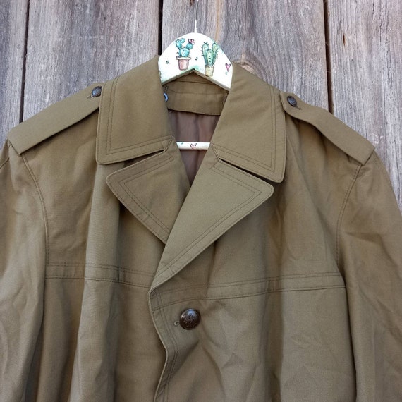 1990s Green trench coat men Vintage Fall jacket R… - image 3