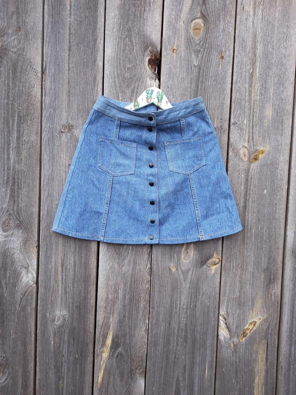 Vintage 70s Denim Mini Skirt: Button Front, Size S - Etsy