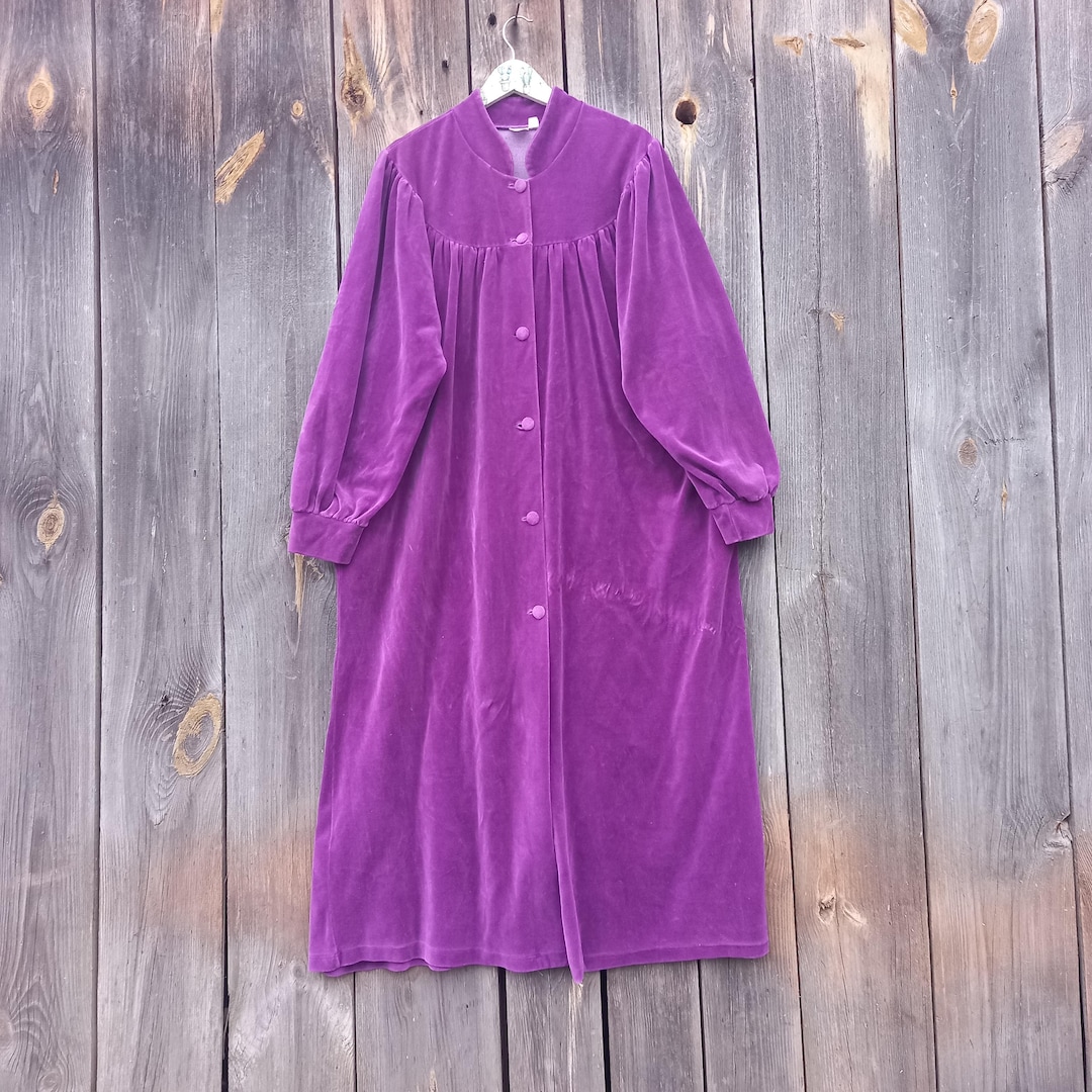 90s Vintage Purple Velour Robe: Terry Cloth Bathrobe, XL - Etsy