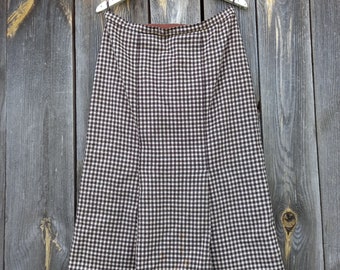 Jaren '70 Bruine Checker Rok Wollen gingham rokken vrouwen jaren '80 Vintage Hoge Taille Herfst Kleding dames Office warme kleding Festival Maat L XL Plaid