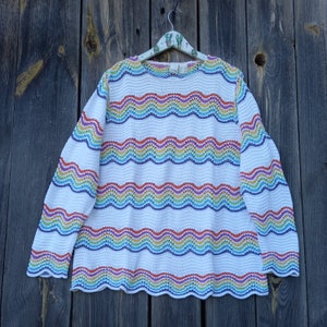 Suéter de punto colorido de los años 90 para mujer, sudadera vintage bordada, jersey navideño de gran tamaño, cárdigan hippie, chaqueta de flores para mujer, talla L XL