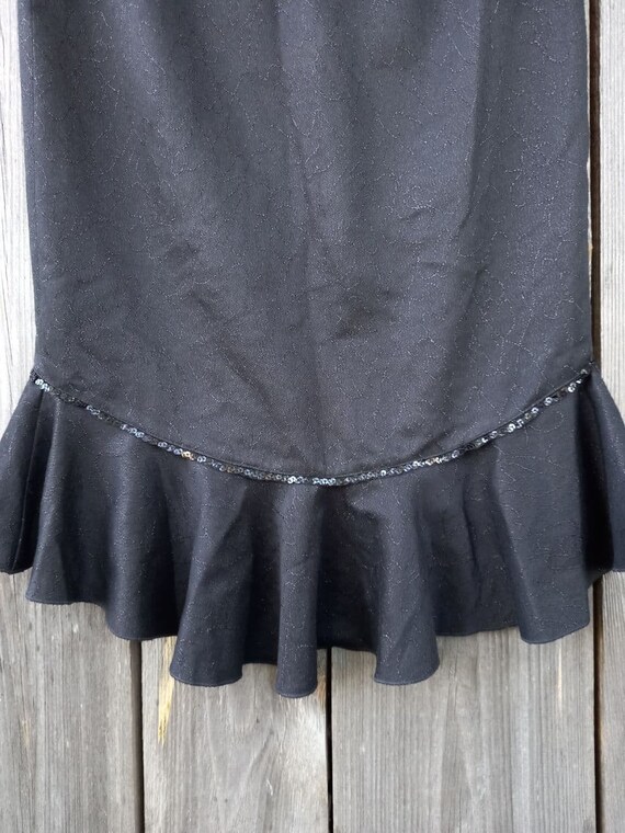 90s Black Ruffle skirt women Mid Elegant skirt wi… - image 8