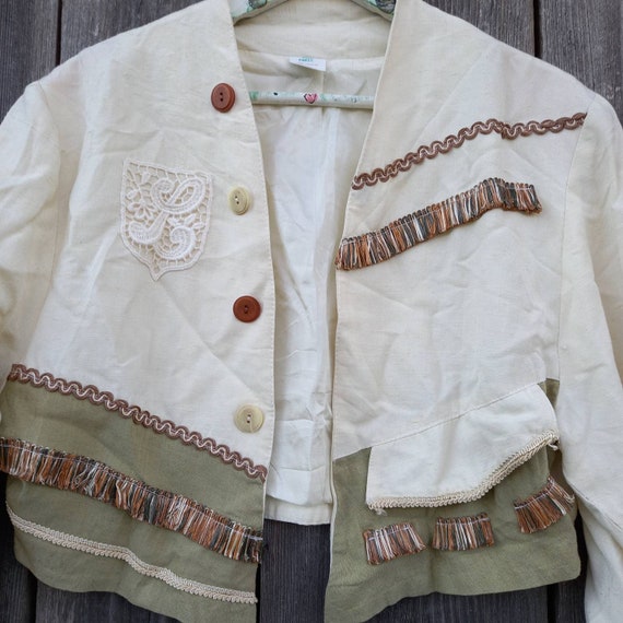 1990s Beige jacket women 90s Vintage Green Clothi… - image 2