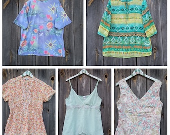 Y2K Vintage Blouse Bundle: 5-Piece Wholesale Clothing Lot (M-L)