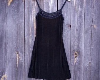 90s Vintage Schwarzes Bodycon Kleid: Retro Partykleid, Größe S/M