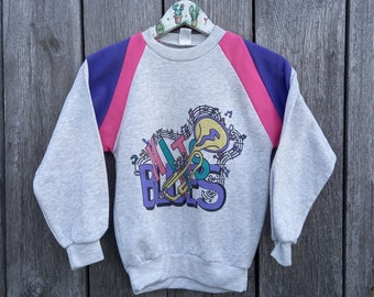 90s Sweatshirt kids Vintage Colorful knit sweater boy girl 80s Color Block Streetwear Toddler Retro children's clothes Clown Size 9 10 years