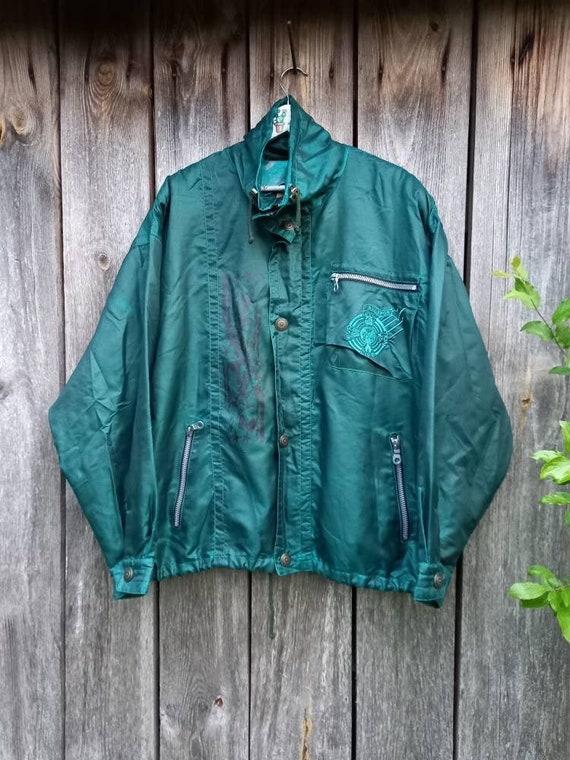 90s Green Jacket for Men Women Sports 1990s Vintage Unisex
