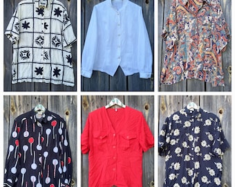 Vintage Blouse Bundle: 6-Piece Clothing Lot for Resale
