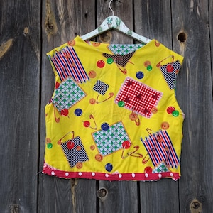 90s Vintage clown blouses womens Circus shirt men Colorful clown Top Retro Party Oversized clown work costume Halloween clothing Adult M L