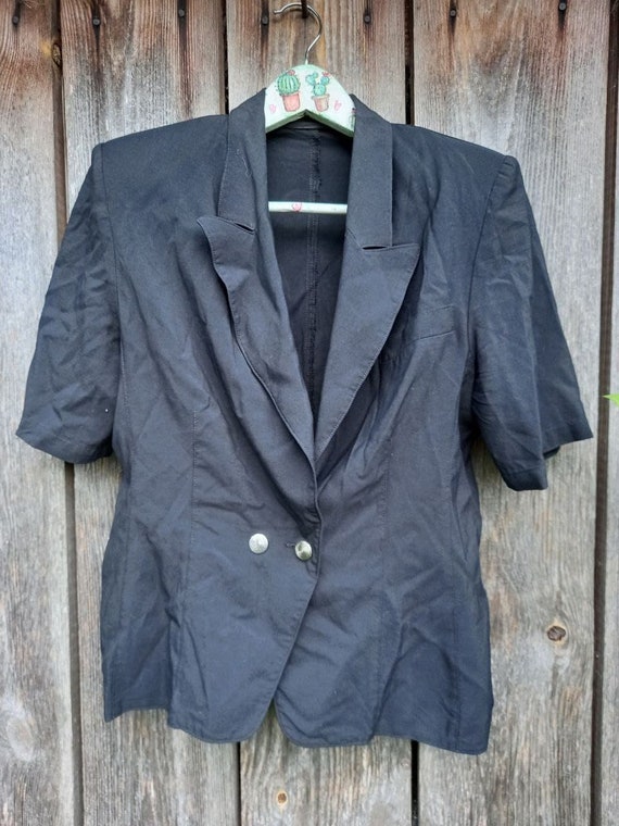 80s Black blouse for women Vintage summer jacket … - image 6