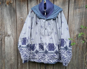 Chaqueta cortavientos vintage con bloques de color: estilo streetwear de los 90 (Talla L)