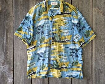 Vintage Baumwoll Hawaiihemd XL: 90er Jahre Tropical Aloha Shirt