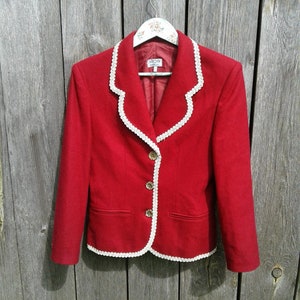 Vintage jacket women 80s 90 Vintage blazer Red retro Size S/M Wool blazer Secretary Clothes Office Women business suits Clothing Long sleeve image 1