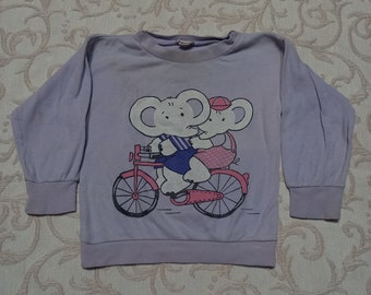 90s Sweatshirt kids Vintage Colorful knit sweater baby boy girl 80s Elephants Streetwear Toddler Retro children's clothes Size 92 2T 3T