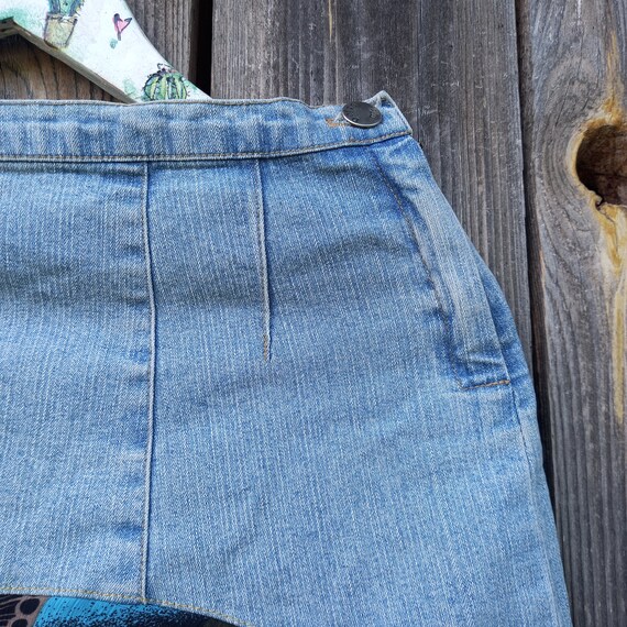 Y2K Denim Skirt: Vintage Asymmetrical Floral Ruffle Skirt (M) - Etsy