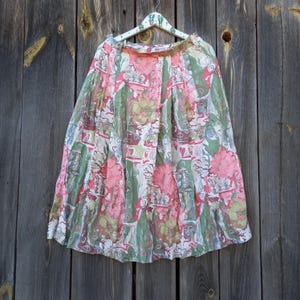 90s Green skirt for women Vintage Viscose Pink skirts Floral Festival Summer Clothing High Waist Colorful skirts clothes Party Romantic L