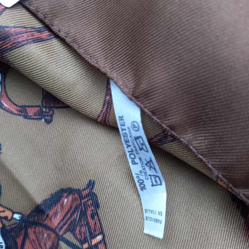70s Scarf Womens Horse Brown Handkerchief Fall Riding Vintage Horse