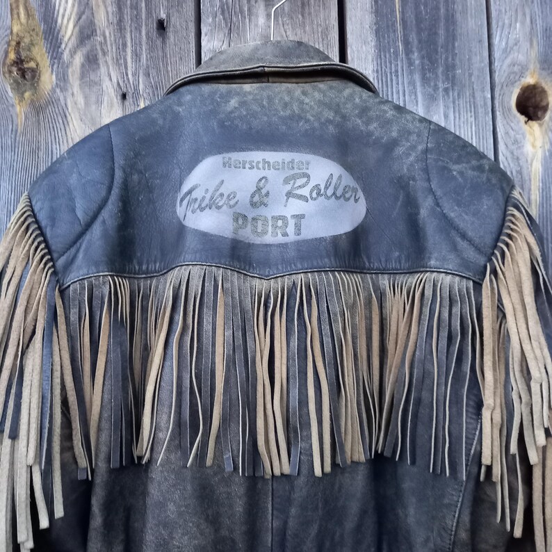 90s Vintage Fringe Leather Jacket for Men Modeka Boho Motorcycle