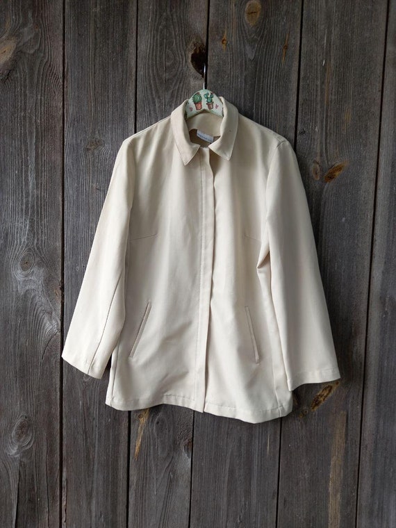 Buy 90s Vintage Jacket for Women Beige Blazer Ladies Minimalist 
