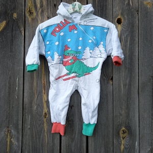 1980s Jumpsuit For baby boy 90s Vintage insulated overalls Children girl Costume Kids Retro clothes Winter Crocodile skis clothing 80 12M 1T