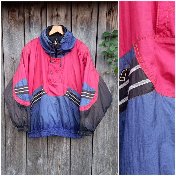 90s Color Block Jacket Men Vinatge Sport Clothing Women Winter