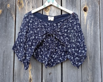 Jupe-short fleurie vintage des années 90 : short tropical taille haute, taille M/L