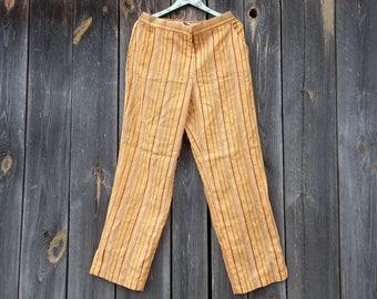 00s Striped Orange pants for women Summer festival Vintage Clothing High Waist Hippie Boho Bohemian Fall Retro Party clothes Vacation pants