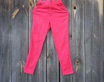 90s Vintage High Waisted Red Cotton Jeans - Made in Italy