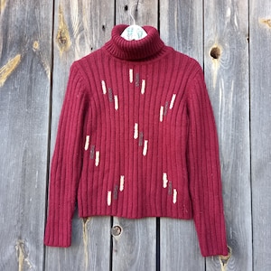 Jaren 00 Coltrui voor dames Y2K Vintage Jumper Rood Sweatshirt Oversized Winterkleding Damesmaat M Kerst Warme trui onder de nek