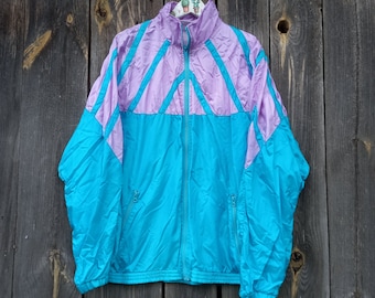 Blue windbreaker mens 90s Vintage Purple Sport clothing Unisex jacket womens XL Color Blocking Streetwear Clothes colorful track Streetwear