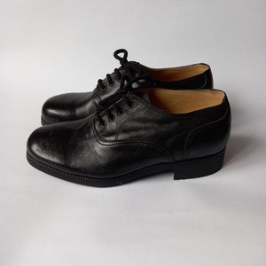 80s Vintage Leather Black Ankle Boots women Formal Oxford Retro loafers shoes men Unisex Classic Size 40/41 Casual Closed Spring Autumn Rain