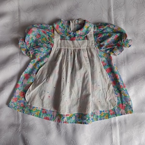 80s Funny Dress for baby Girl 90s Vintage Party Dress and Apron Clothing Kids Clothes children&#39;s Size 74 1T age Fiesta Colorful Floral Dress