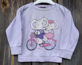 90s Sweatshirt kids Vintage Colorful knit sweater baby boy girl 80s Elephants Streetwear Toddler Retro children's clothes Size 92 2T 3T