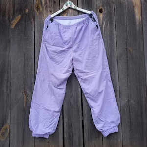 Vintage Track Pants Violet Purple Nylon Joggers Elastic