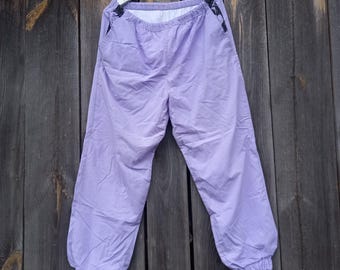 Vintage Track Pants Violet Purple Nylon Joggers Elastic