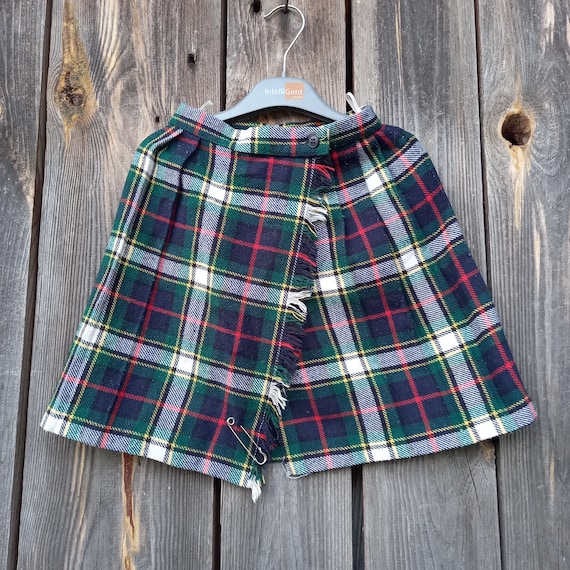 Vintage 1990s Kid's Scotland Red Tartan Wool Pleated Skirt Vintage 1990s Kid's Scotland Red Tartan Wool Pleated Skirt