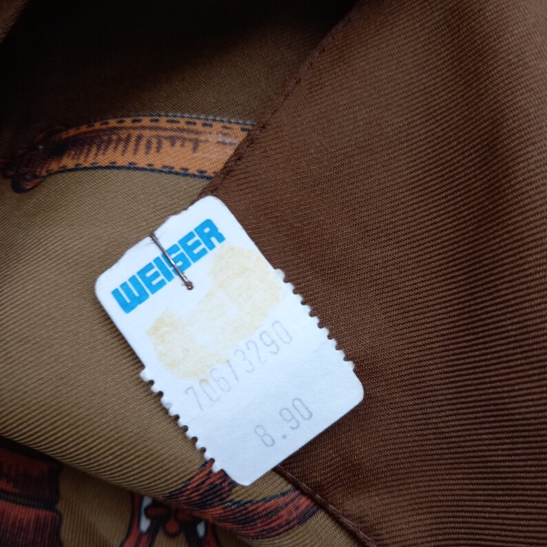 70s Scarf Womens Horse Brown Handkerchief Fall Riding Vintage Horse