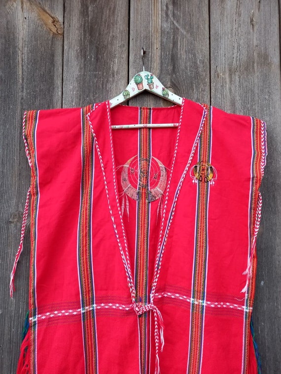 Vintage embroidered kaftan dress robe Red Boho Az… - image 2
