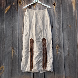 90s Dirndl Linen Skirt women Oktoberfest party Leather skirt Trachten National Vintage Clothing Bavarian Tracht Costume Austrian Size S 38