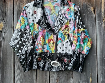 80s Pop Art Blazer: Vintage Polka Dot Jacket, Size XS
